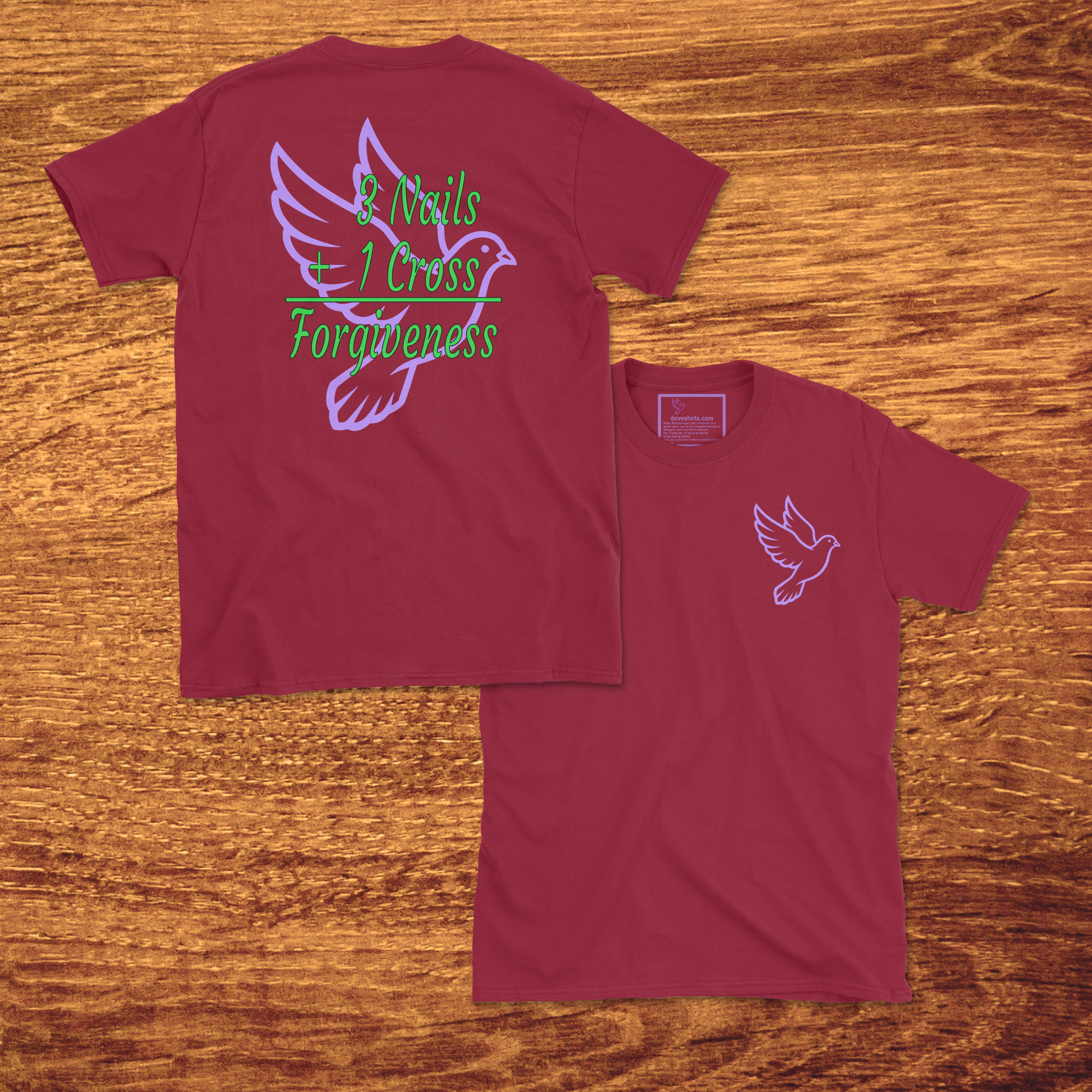 3 Nails + 1 Cross = Forgiveness, Made to Order Adult T-Shirt, Gildan Softstyle 4.5 oz 100% Ring Spun Cotton Tee