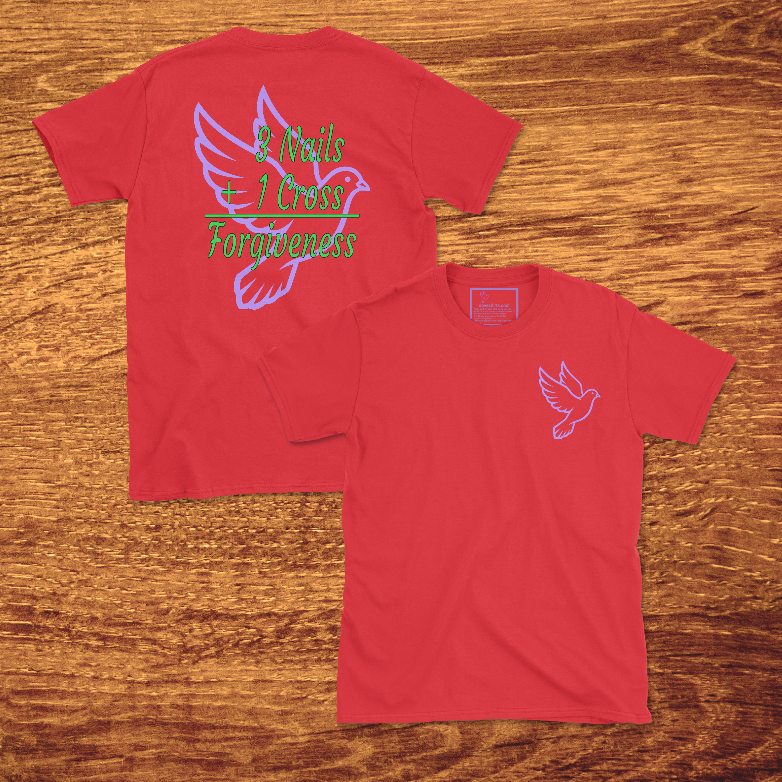 3 Nails + 1 Cross = Forgiveness, Made to Order Adult T-Shirt, Gildan Softstyle 4.5 oz 100% Ring Spun Cotton Tee