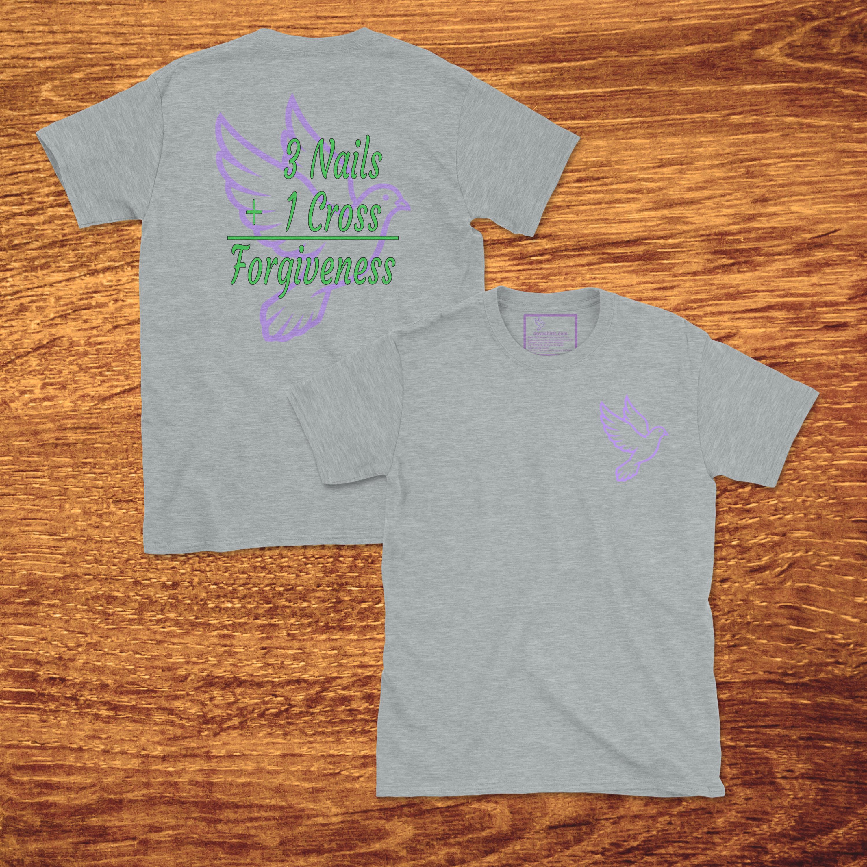 3 Nails + 1 Cross = Forgiveness, Made to Order Adult T-Shirt, Gildan Softstyle 4.5 oz 100% Ring Spun Cotton Tee