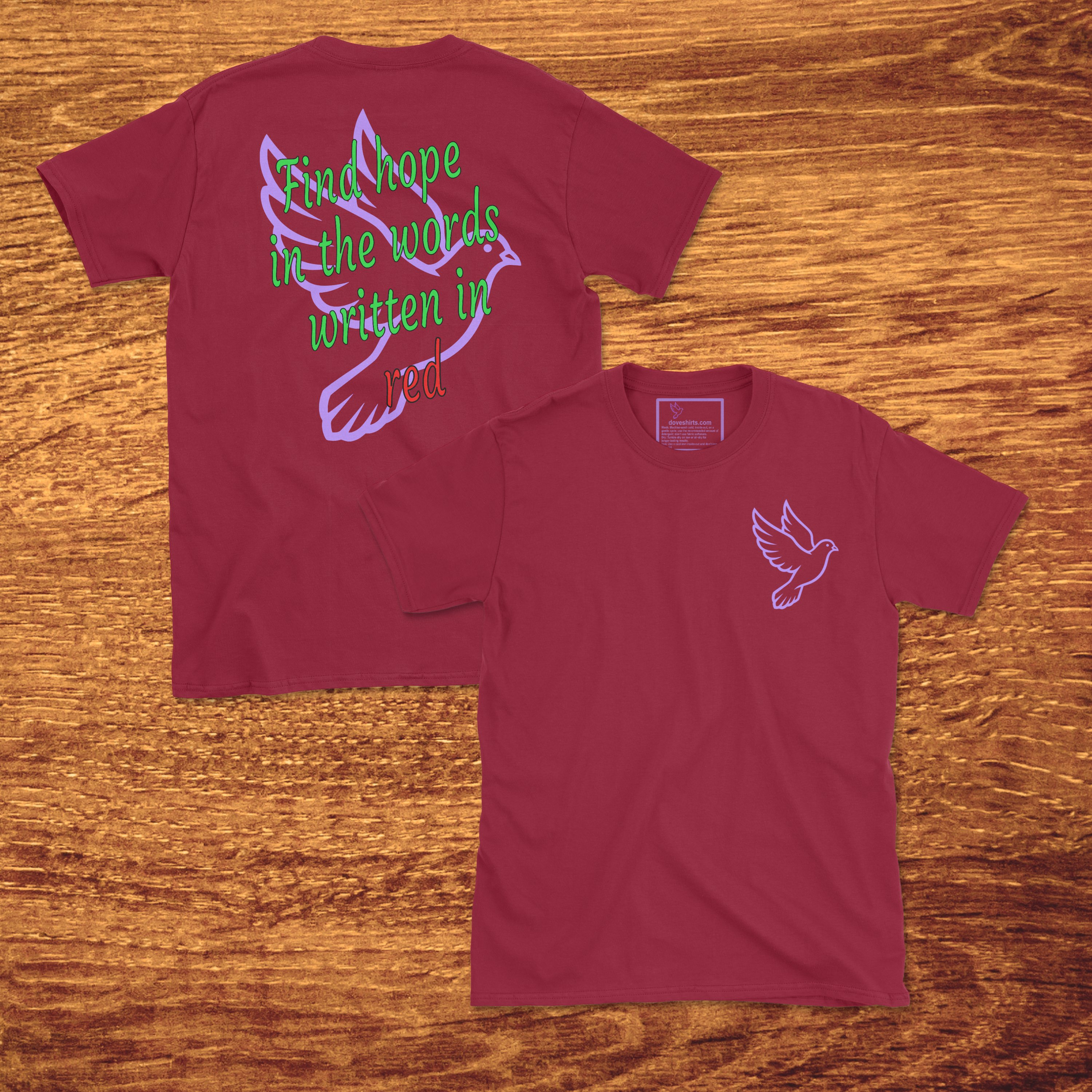 Find Hope in the Words Written in Red, Made to Order Adult T-Shirt, Gildan Softstyle 4.5 oz 100% Ring Spun Cotton Tee