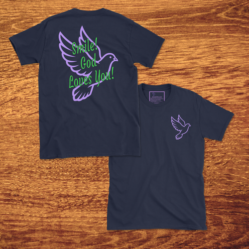 Smile! God Loves You!, Made to Order Adult T-Shirt, Gildan Softstyle 4.5 oz 100% Ring Spun Cotton Tee